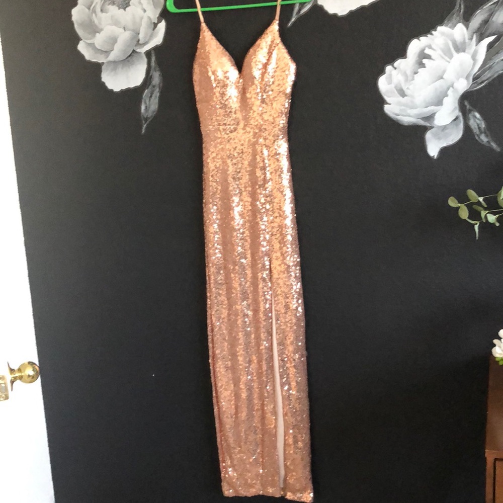 maxi sequence slit dress FORMAL